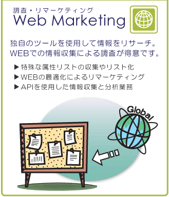 WEBの最適化によるリマーケティングや特殊な情報収集と分析業務